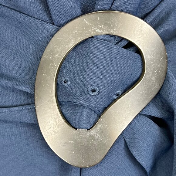 Tibi Womens Blue Shirred Sleeve Shift Dress Removable Belt size 4 - Picture 4 of 13